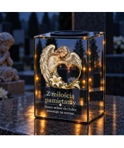 Znicz lustrzany solarny LED 15 cm – anioł przy sercu - widok produktu