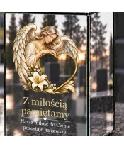 Znicz lustrzany solarny LED 15 cm – anioł przy sercu - widok produktu