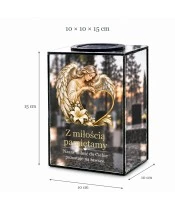 Znicz lustrzany solarny LED 15 cm – anioł przy sercu - widok produktu