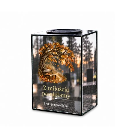 Znicz lustrzany solarny LED – Ławka pod drzewem - widok 1