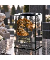 Znicz lustrzany solarny LED – Ławka pod drzewem - widok 2
