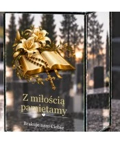 Znicz lustrzany solarny LED – Biblia z krzyżem - widok 5