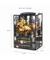 Znicz lustrzany solarny LED – Biblia z krzyżem - widok 6