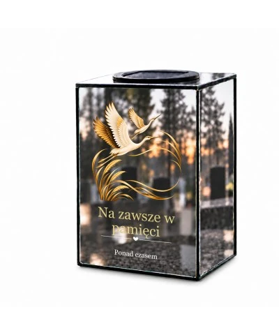 Znicz lustrzany solarny LED – Żurawie — wieczna pamięć - widok 1