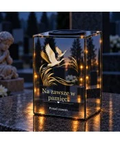 Znicz lustrzany solarny LED – Żurawie — wieczna pamięć - widok 3