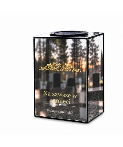 Znicz lustrzany solarny LED – Złoty ornament pamięci - widok 1