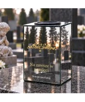 Znicz lustrzany solarny LED – Złoty ornament pamięci - widok 2