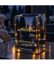 Znicz lustrzany solarny LED – Złoty ornament pamięci - widok 3