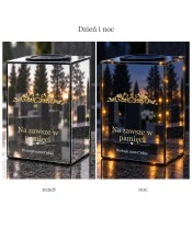 Znicz lustrzany solarny LED – Złoty ornament pamięci - widok 4