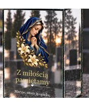 Znicz lustrzany solarny LED – Maryja w błękitnym welonie - widok 5