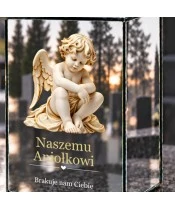 Znicz lustrzany solarny LED – Zamyślony biały aniołek - widok 5