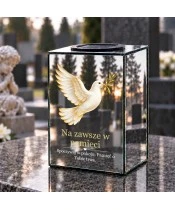 Znicz lustrzany solarny LED – Gołąb z gałązką oliwną - widok 2