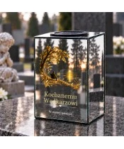 Znicz lustrzany solarny LED – Wędkarz nad jeziorem - widok 2