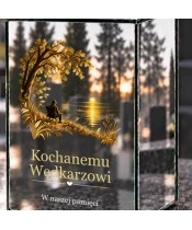 Znicz lustrzany solarny LED – Wędkarz nad jeziorem - widok 5