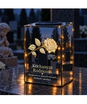 Znicz lustrzany solarny LED – Róża dla rodziców - widok 3