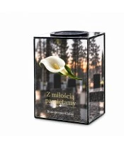 Znicz lustrzany solarny LED – Biała kalia pamięci - widok 1