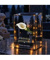 Znicz lustrzany solarny LED – Biała kalia pamięci - widok 3