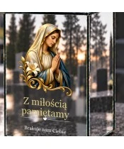 Znicz lustrzany solarny LED – Maryja w złotym welonie - widok 5
