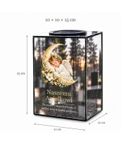 Znicz lustrzany solarny LED – Śpiący aniołek na księżycu - widok 6