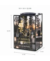 Znicz lustrzany solarny LED – Białe róże i złoty ornament - widok 6