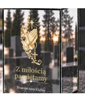 Znicz lustrzany solarny LED – Dłonie z różańcem i krzyżem - widok 5