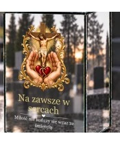 Znicz lustrzany solarny LED – Serce w dłoniach pod krzyżem - widok 5