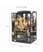 Znicz lustrzany solarny LED – Modlitewne dłonie wśród lilii - widok 6