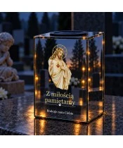 Znicz lustrzany solarny LED – Serce Jezusa — opieka i pokój - widok 3