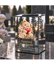 Znicz lustrzany solarny LED – Miś z czerwonym serduszkiem - widok 2
