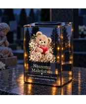 Znicz lustrzany solarny LED – Miś z czerwonym serduszkiem - widok 3