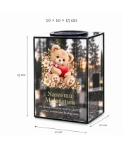 Znicz lustrzany solarny LED – Miś z czerwonym serduszkiem - widok 6