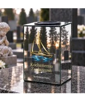 Znicz lustrzany solarny LED – Żaglówka na spokojnej wodzie - widok 2