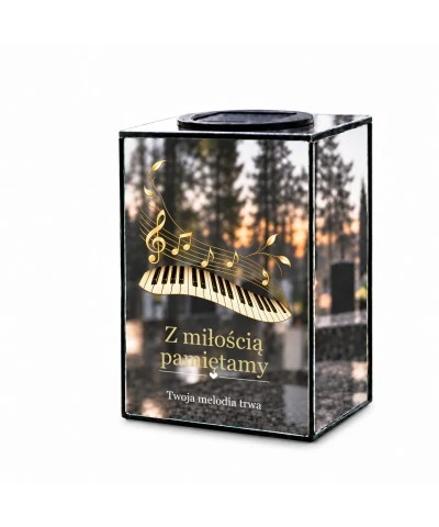 Znicz lustrzany solarny LED – Muzyka wspomnień — klawisze i nuty - widok 1