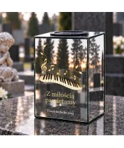 Znicz lustrzany solarny LED – Muzyka wspomnień — klawisze i nuty - widok 2