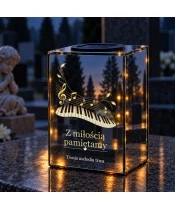 Znicz lustrzany solarny LED – Muzyka wspomnień — klawisze i nuty - widok 3