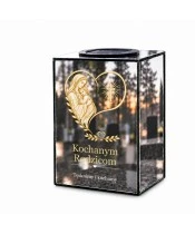 Znicz lustrzany solarny LED – Dla Rodziców – Dwa serca pod opieką Maryi - widok 1