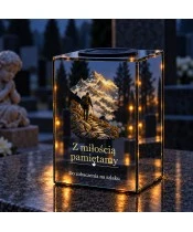 Znicz lustrzany solarny LED – Wędrowiec w górach - widok produktu