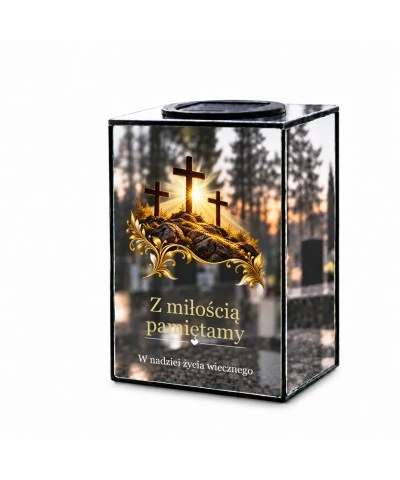 Znicz lustrzany solarny LED – Golgota - widok główny