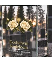 Znicz lustrzany solarny LED – Dwie róże dla rodziców - widok produktu