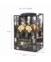 Znicz lustrzany solarny LED – Dwie róże dla rodziców - widok produktu