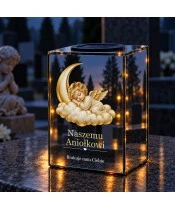 Znicz lustrzany solarny LED – Aniołek na księżycu - widok produktu