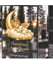 Znicz lustrzany solarny LED – Aniołek na księżycu - widok produktu