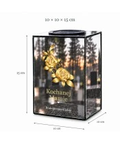 Znicz lustrzany solarny LED – Dla Mamy – Dwie złote róże - widok produktu