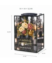 Znicz lustrzany solarny LED – Chryzantemy i płomień - widok produktu