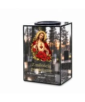 Znicz lustrzany solarny LED – Najświętsze Serce Jezusa - widok główny