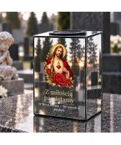 Znicz lustrzany solarny LED – Najświętsze Serce Jezusa - widok produktu