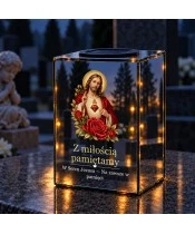 Znicz lustrzany solarny LED – Najświętsze Serce Jezusa - widok produktu