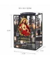 Znicz lustrzany solarny LED – Najświętsze Serce Jezusa - widok produktu