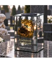 Znicz lustrzany solarny LED – Dla Rodziców – Wspólne chwile na ławce - widok produktu