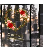 Znicz lustrzany solarny LED – Wieniec róż w kształcie serca - widok produktu
